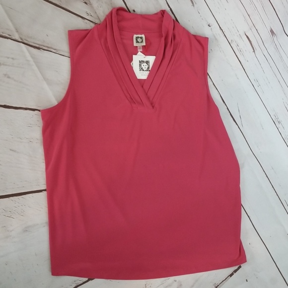 NWT Anne Klein Pink Pleated Surplice Top - Picture 6 of 8